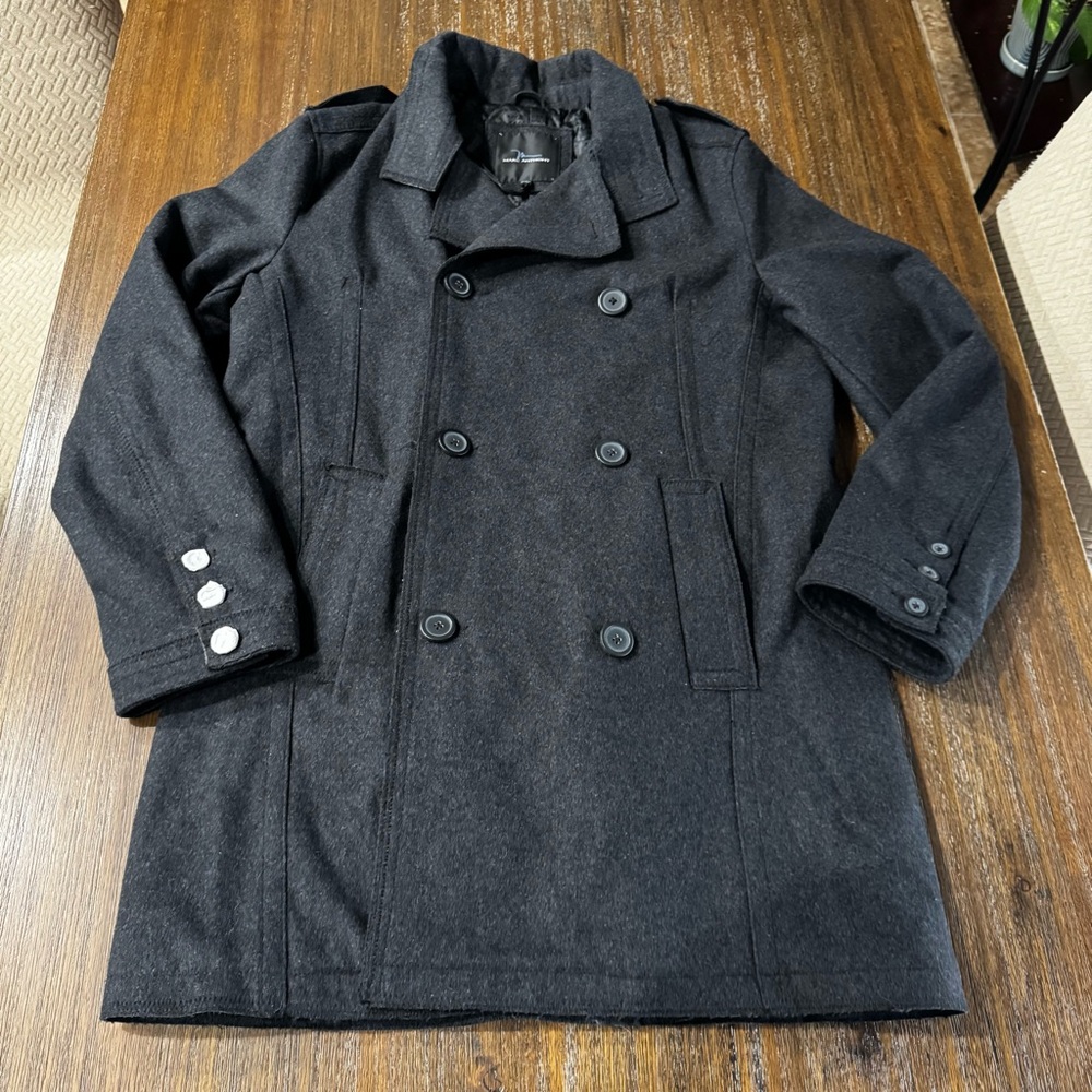 Marc Anthony dark gray wool blend double-breasted coat